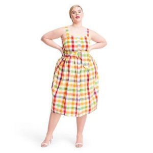 Christopher John Rogers Plaid Wide Strap Dress